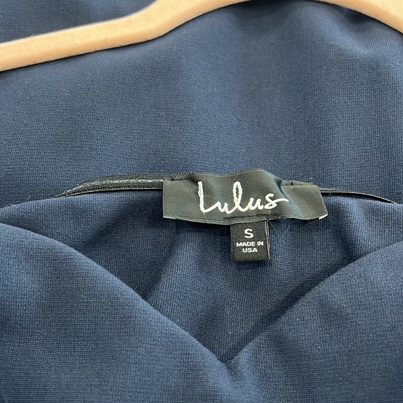 Lulu: How Much I Care Midnight Blue Off-the-Shoulder Midi Dress Size S. - Picture 9 of 9